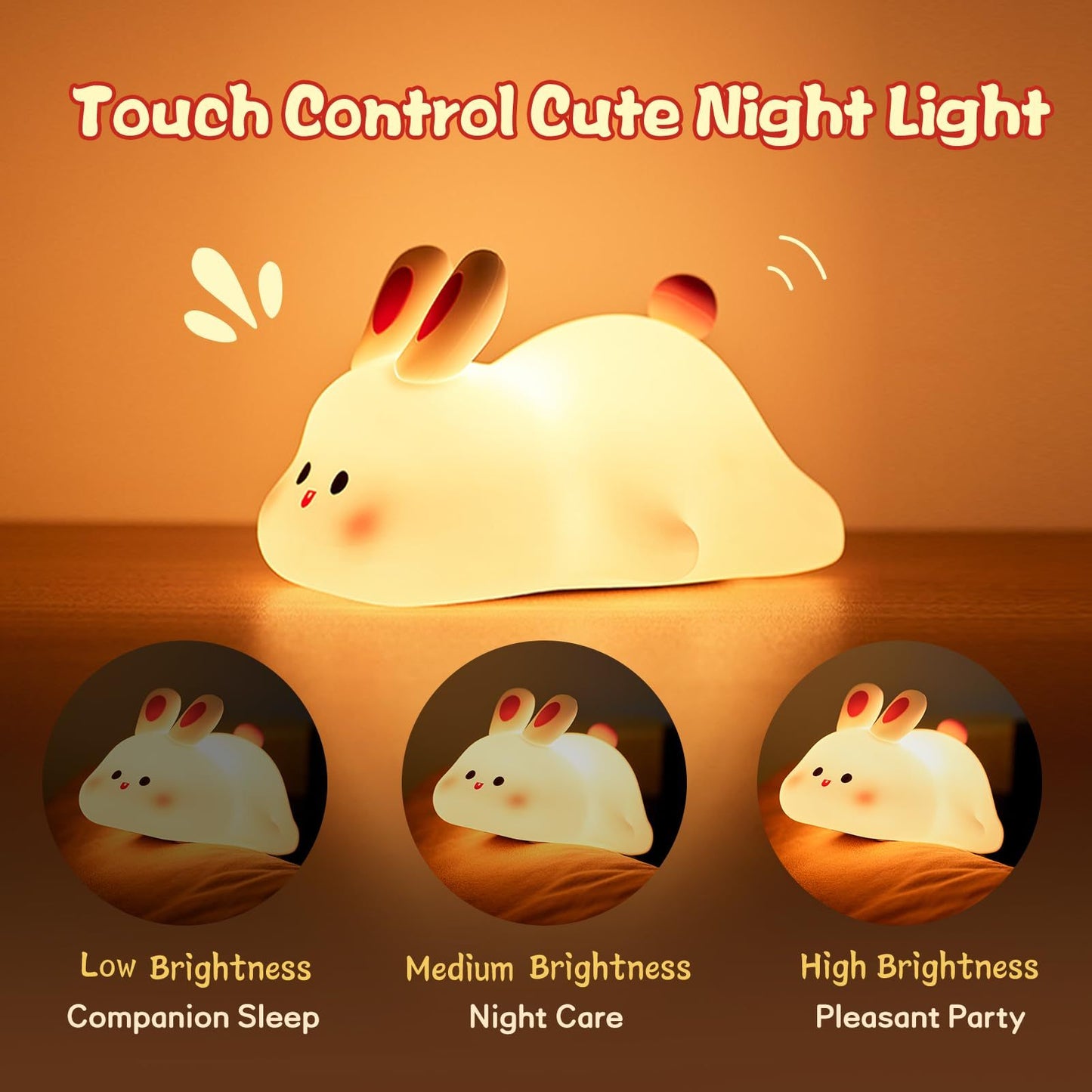 LumiBunny – Touch-Control Silicone Night Light for Kids - The Healing Hearth