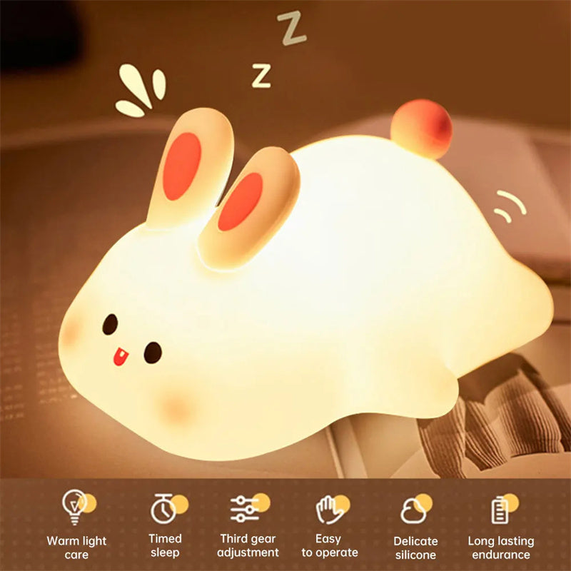 LumiBunny – Touch-Control Silicone Night Light for Kids - The Healing Hearth