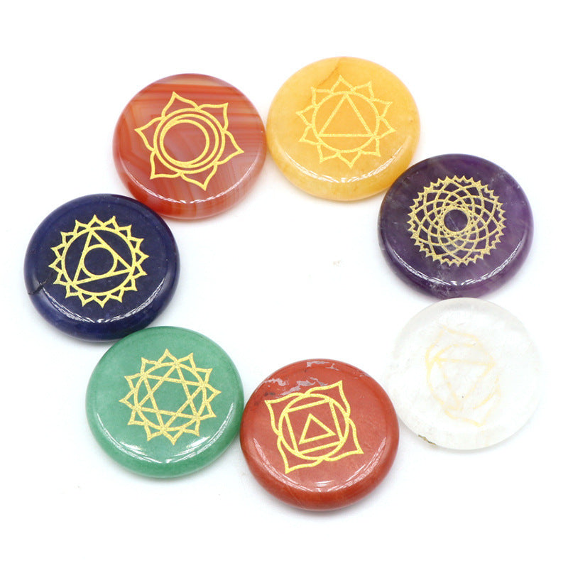 Chakra Gemstones with Engraved Symbols