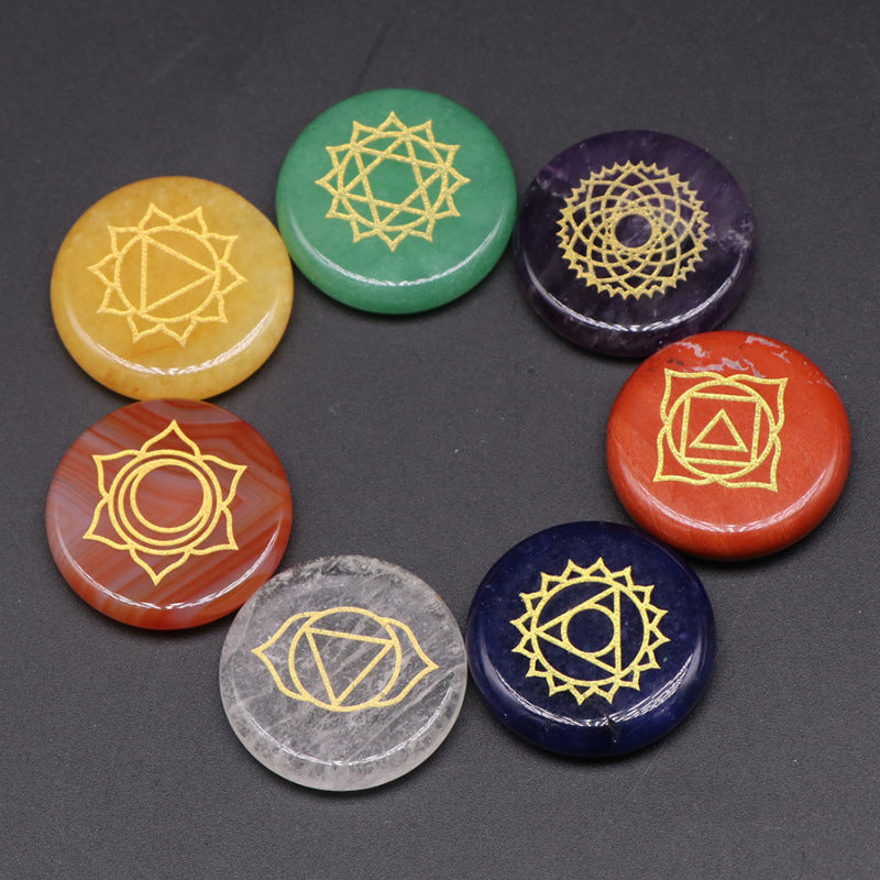 Chakra Gemstones with Engraved Symbols