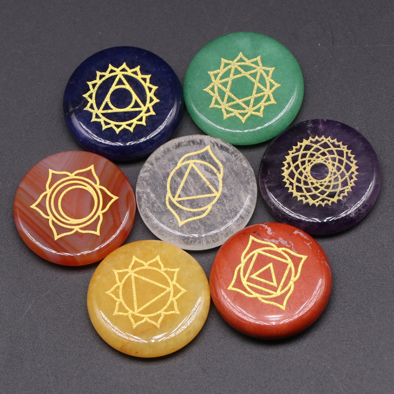 Chakra Gemstones with Engraved Symbols