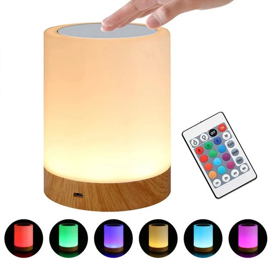 Touch Bedside Light, Bedroom Night Light, Dimmable Desk Light, Remote Control 13 Color Changing Light, Timed Shutdown, USB Charg - The Healing Hearth