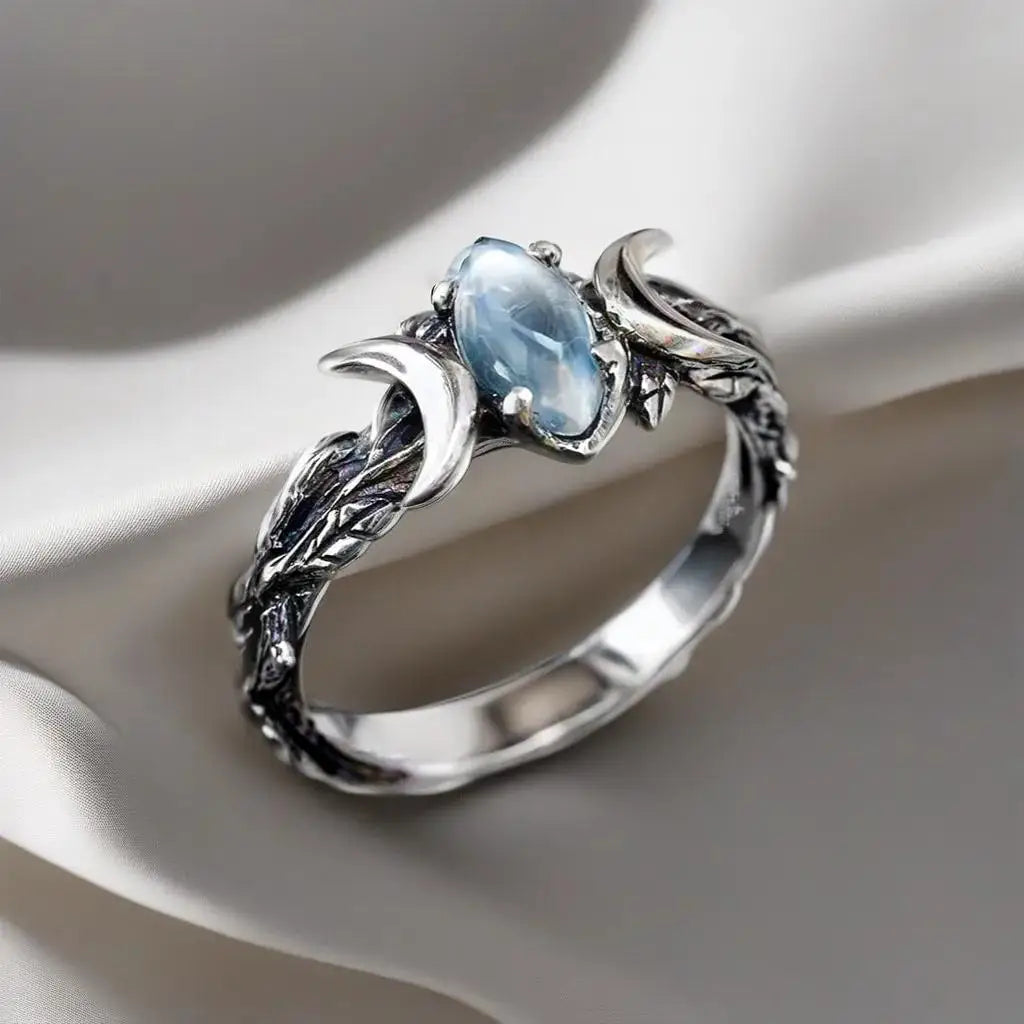 Triple Goddess Moonstone Ring