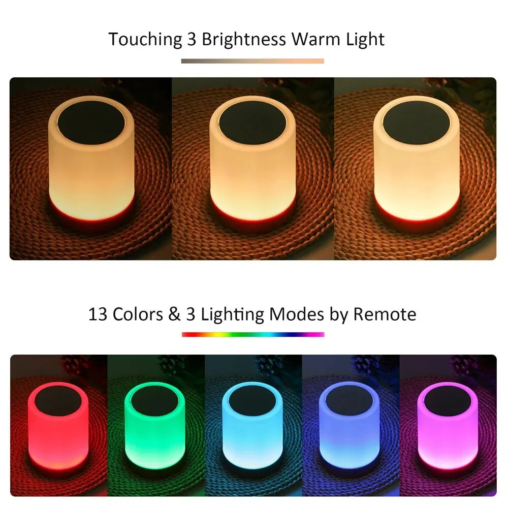 Touch Bedside Light, Bedroom Night Light, Dimmable Desk Light, Remote Control 13 Color Changing Light, Timed Shutdown, USB Charg - The Healing Hearth