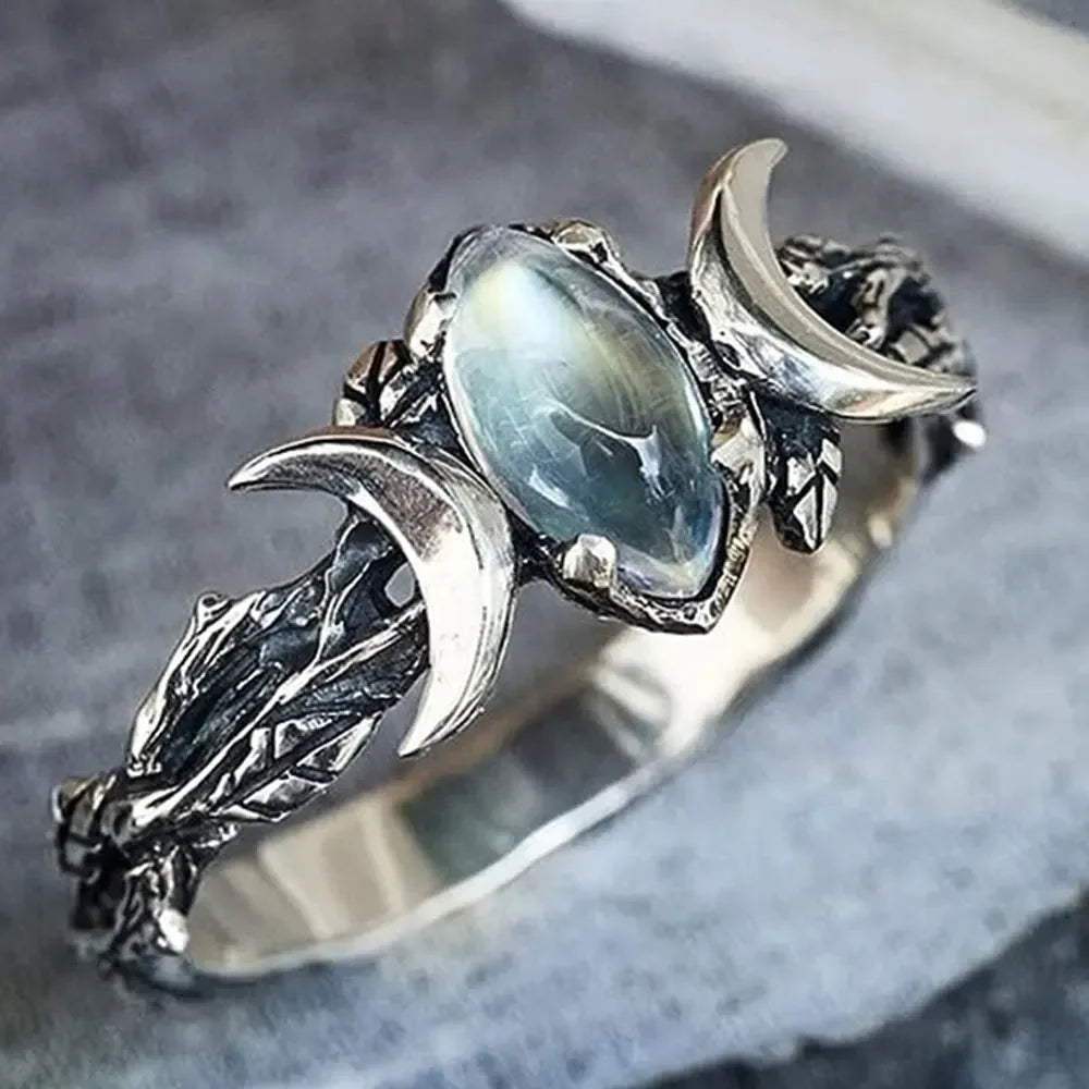 Triple Goddess Moonstone Ring