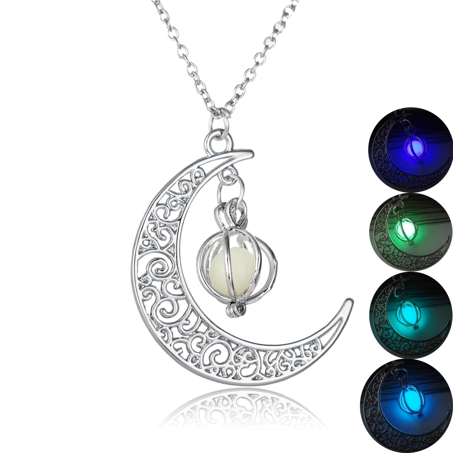 Fluorite Moon Pendant Necklace