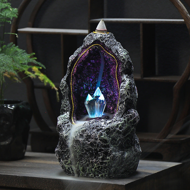 Celestial Crystal Cave Backflow Incense Burner and Nightlight