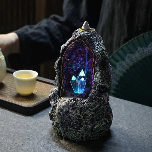 Celestial Crystal Cave Backflow Incense Burner and Nightlight